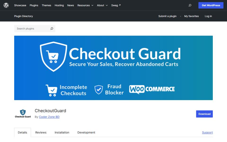 CheckoutGuard — homepage screenshot