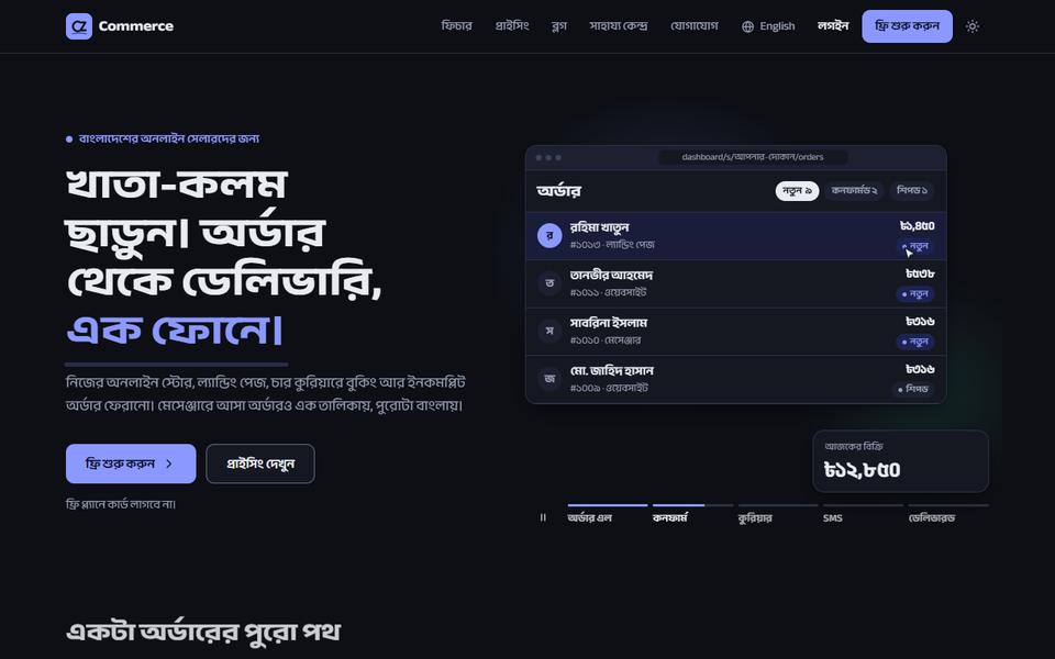 CZ Commerce — homepage screenshot